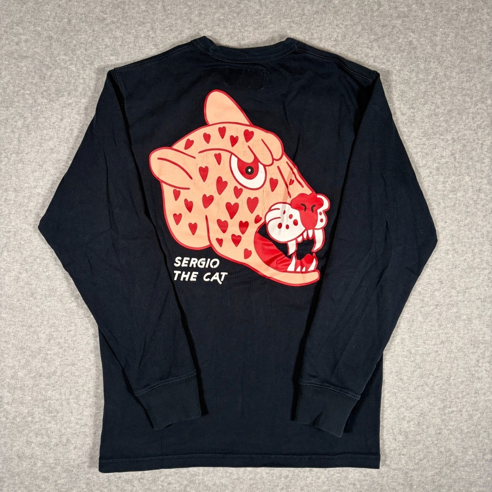 Bogey Boys Long Sleeve T-Shirt Mens Small Black Sergio The Cat Graphic Tee